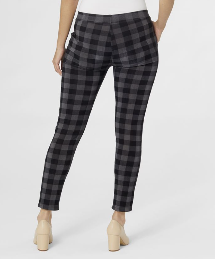 COCO & CARMEN PRINTED JASMINE ZIP POCKET LEGGINGS - GREY/BLACK CHECK