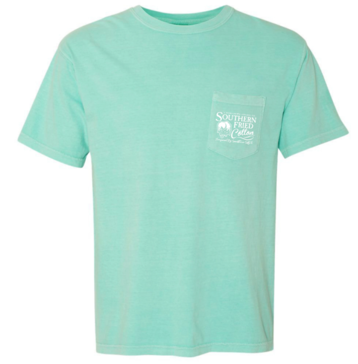 Southern Fried Cotton Boone NC Mountain Scene Short Sleeve Tshirt - Seafoam