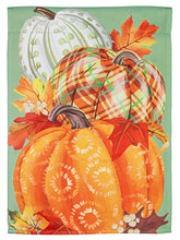 Load image into Gallery viewer, Evergreen Painted Fall Pumpkins Garden Suede Flag