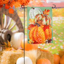 Load image into Gallery viewer, Evergreen Painted Fall Pumpkins Garden Suede Flag