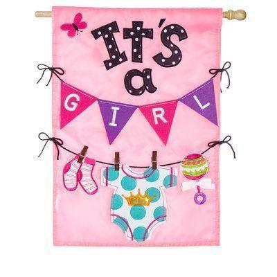 Evergreen It's a Girl House Flag