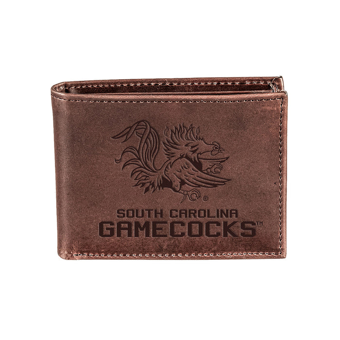 Evergreen University of South Carolina, Bi-Fold Wallet, Brown, 100% Genuine Leather