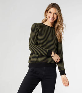 Coco & Carmen Lanthe Crew Neck Sweater Top Green/ Black