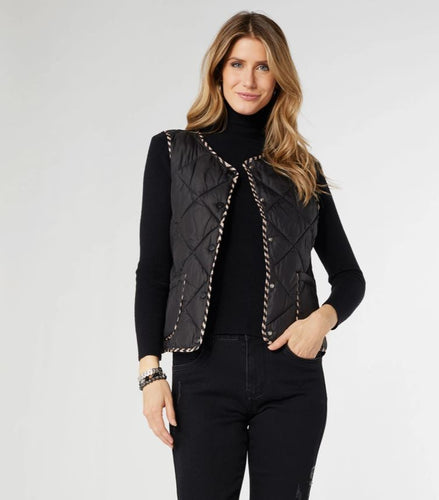 Coco & Carmen Braylin Reversible Quilted Vest - Black