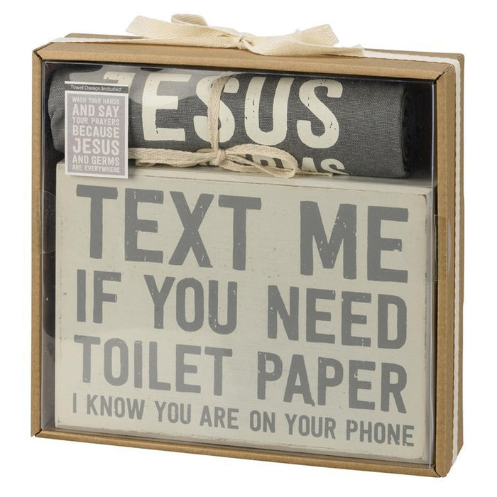 PBK Text me Box Sign  & Towel