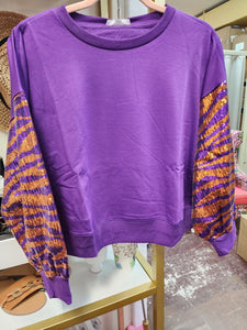 Mary Square Millie Football Sweatshirt Purple and Orange