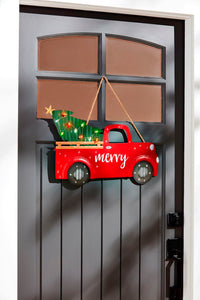 MUD PIE LIGHT-UP CHRISTMAS TRUCK DOOR HANGER