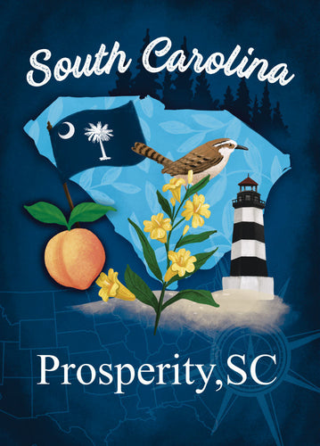 EVERGREEN PROSPERITY, SC SOUTH CAROLINA STATE GARDEN SUEDE FLAG