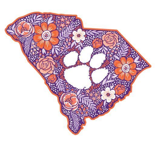 PALMETTO SHIRT CO. CLEMSON FLORAL STATE DECAL