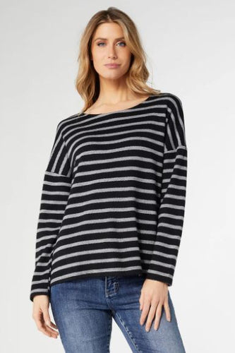 COCO & CARMEN CHARLEE STRIPED SWEATER KNIT TOP