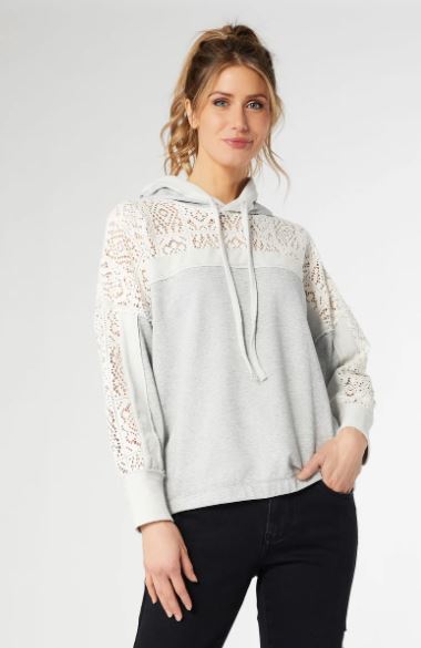 COCO & CARMEN WYNTER HOODED SWEATSHIRT WITH LACE PANELS