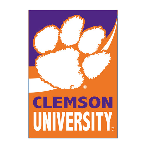 EVERGREEN CLEMSON UNIVERSITY BURLAP GARDEN FLAG