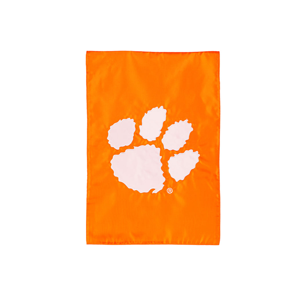 EVERGREEN CLEMSON UNIVERSITY APPLIQUE GARDEN FLAG