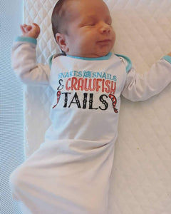 Baby Gown (0-3 Months): Snakes and Snails and Crawfish Tails