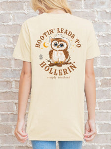 SIMPLY SOUTHERN COLLECTON HOOTIN LEADS TO HOLLERIN OWL TSHIRT