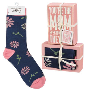 Primitives by Kathy You're The Mom Box Sign and Sock Set