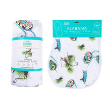 Load image into Gallery viewer, Gift Set: Alabama Baby Muslin Swaddle Blanket and Burp Cloth/Bib Combo