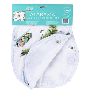 Gift Set: Alabama Baby Muslin Swaddle Blanket and Burp Cloth/Bib Combo