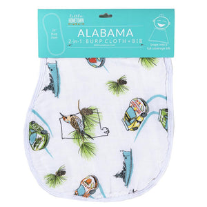 Gift Set: Alabama Baby Muslin Swaddle Blanket and Burp Cloth/Bib Combo