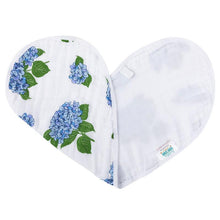 Load image into Gallery viewer, Gift Set: Hydrangeas Baby Muslin Swaddle Blanket and Burp Cloth/Bib Combo