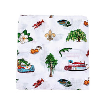 Load image into Gallery viewer, Gift Set: Louisiana Baby Muslin Swaddle Blanket and Burp Cloth/Bib Combo