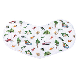 Gift Set: Louisiana Baby Muslin Swaddle Blanket and Burp Cloth/Bib Combo