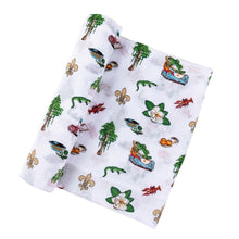 Load image into Gallery viewer, Gift Set: Louisiana Baby Muslin Swaddle Blanket and Burp Cloth/Bib Combo