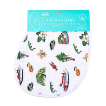 Load image into Gallery viewer, Gift Set: Louisiana Baby Muslin Swaddle Blanket and Burp Cloth/Bib Combo