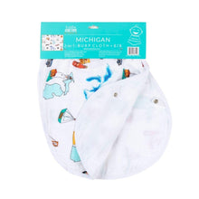 Load image into Gallery viewer, Gift Set: Michigan Baby Muslin Swaddle Blanket and Burp Cloth/Bib Combo