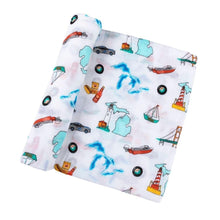 Load image into Gallery viewer, Gift Set: Michigan Baby Muslin Swaddle Blanket and Burp Cloth/Bib Combo