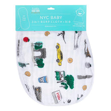 Load image into Gallery viewer, Gift Set: New York City Baby Muslin Swaddle Blanket and Burp Cloth/Bib Combo