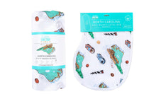 Load image into Gallery viewer, Gift Set: North Carolina Baby Muslin Swaddle Blanket and Burp Cloth/Bib Combo