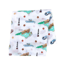 Load image into Gallery viewer, Gift Set: North Carolina Baby Muslin Swaddle Blanket and Burp Cloth/Bib Combo