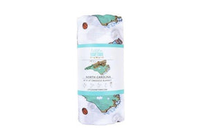 Gift Set: North Carolina Baby Muslin Swaddle Blanket and Burp Cloth/Bib Combo