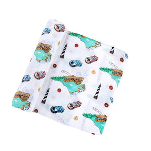 Gift Set: North Carolina Baby Muslin Swaddle Blanket and Burp Cloth/Bib Combo