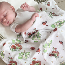 Load image into Gallery viewer, Gift Set: Ohio Baby Muslin Swaddle Receiving Blanket (Floral) and Burp/Bib Combo