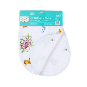 Gift Set: Pennsylvania Baby Muslin Swaddle Blanket and Burp Cloth/Bib Combo