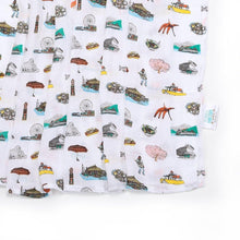 Load image into Gallery viewer, Gift Set: Seattle Baby Muslin Swaddle Blanket and Burp Cloth/Bib Combo