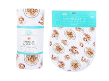 Load image into Gallery viewer, Gift Set: Shrimp&#39;n Grits Baby Muslin Swaddle Blanket and Burp Cloth/Bib Combo