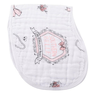 Gift Set: Southern Belle Baby Muslin Swaddle Blanket and Burp Cloth/Bib Combo