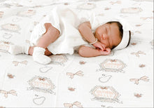 Load image into Gallery viewer, Gift Set: Southern Belle Baby Muslin Swaddle Blanket and Burp Cloth/Bib Combo