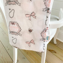 Load image into Gallery viewer, Gift Set: Southern Belle Baby Muslin Swaddle Blanket and Burp Cloth/Bib Combo