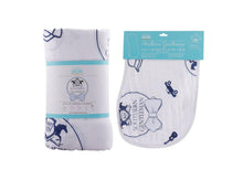 Load image into Gallery viewer, Gift Set: Southern Gentleman Baby Muslin Swaddle Blanket and Burp Cloth/Bib Combo