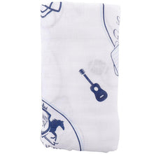 Load image into Gallery viewer, Gift Set: Southern Gentleman Baby Muslin Swaddle Blanket and Burp Cloth/Bib Combo