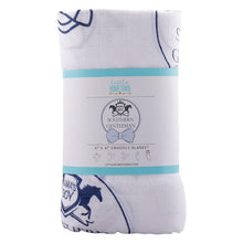 Load image into Gallery viewer, Gift Set: Southern Gentleman Baby Muslin Swaddle Blanket and Burp Cloth/Bib Combo