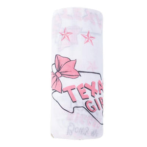 Gift Set: Texas Baby Girl Muslin Swaddle Blanket and Burp Cloth/Bib Combo