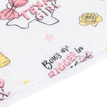 Load image into Gallery viewer, Gift Set: Texas Baby Girl Muslin Swaddle Blanket and Burp Cloth/Bib Combo