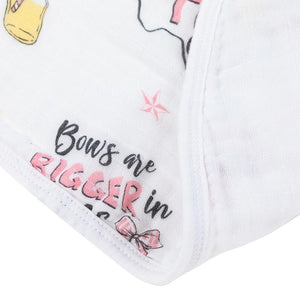 Gift Set: Texas Baby Girl Muslin Swaddle Blanket and Burp Cloth/Bib Combo