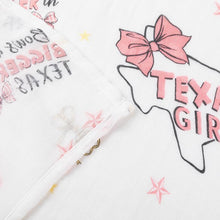 Load image into Gallery viewer, Gift Set: Texas Baby Girl Muslin Swaddle Blanket and Burp Cloth/Bib Combo