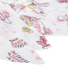 Load image into Gallery viewer, Gift Set: Texas Baby Girl Muslin Swaddle Blanket and Burp Cloth/Bib Combo